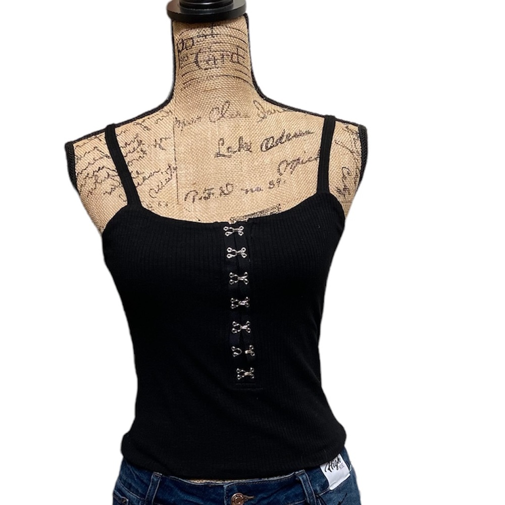 White birch black ribbed tank top